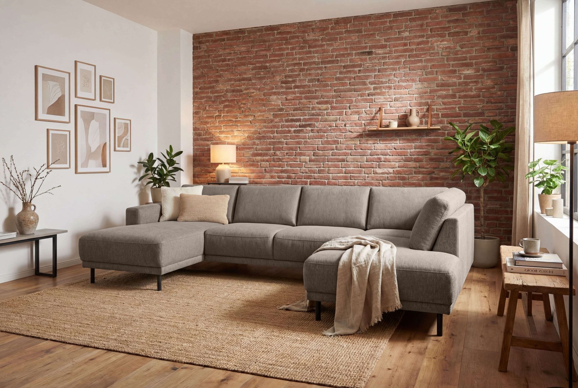 OTTO home Wohnlandschaft Sveeva, U-Form, XXL, B.310 cm, schwarze Metallfüße, langlebiger Webstoff, mit Wellenunterfederung, viele Farben
