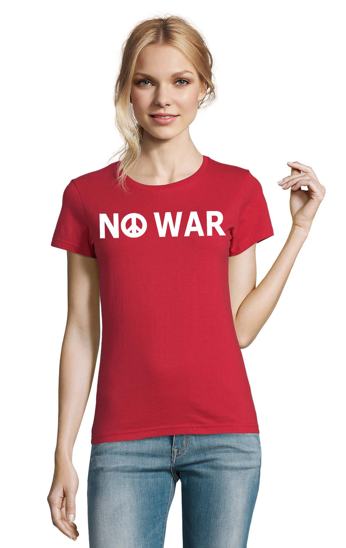 T-Shirt No War D Damen T-Shirt Statement Print Friedenssymbol Tee