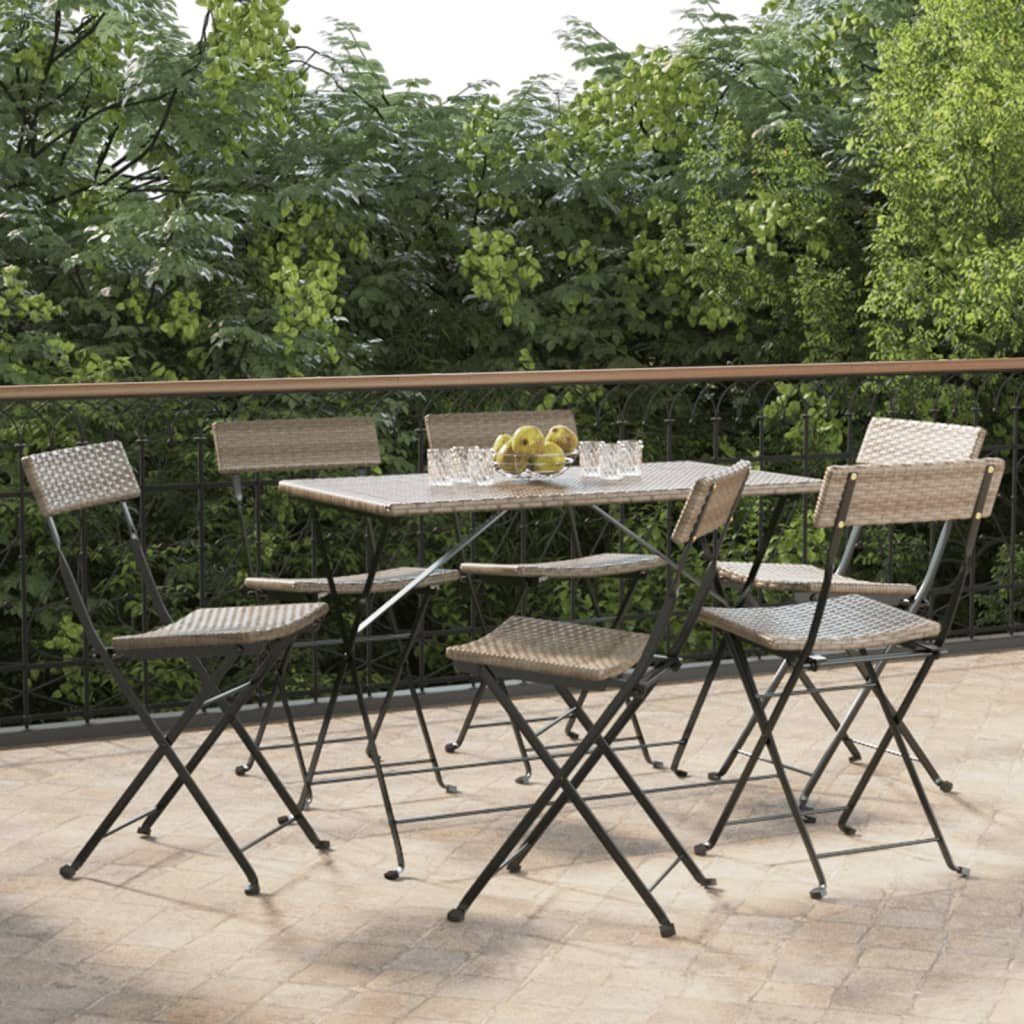 Rattan Stahl Stk. Bistrostühle Poly Grau und furnicato Klappbar Gartenstuhl 6