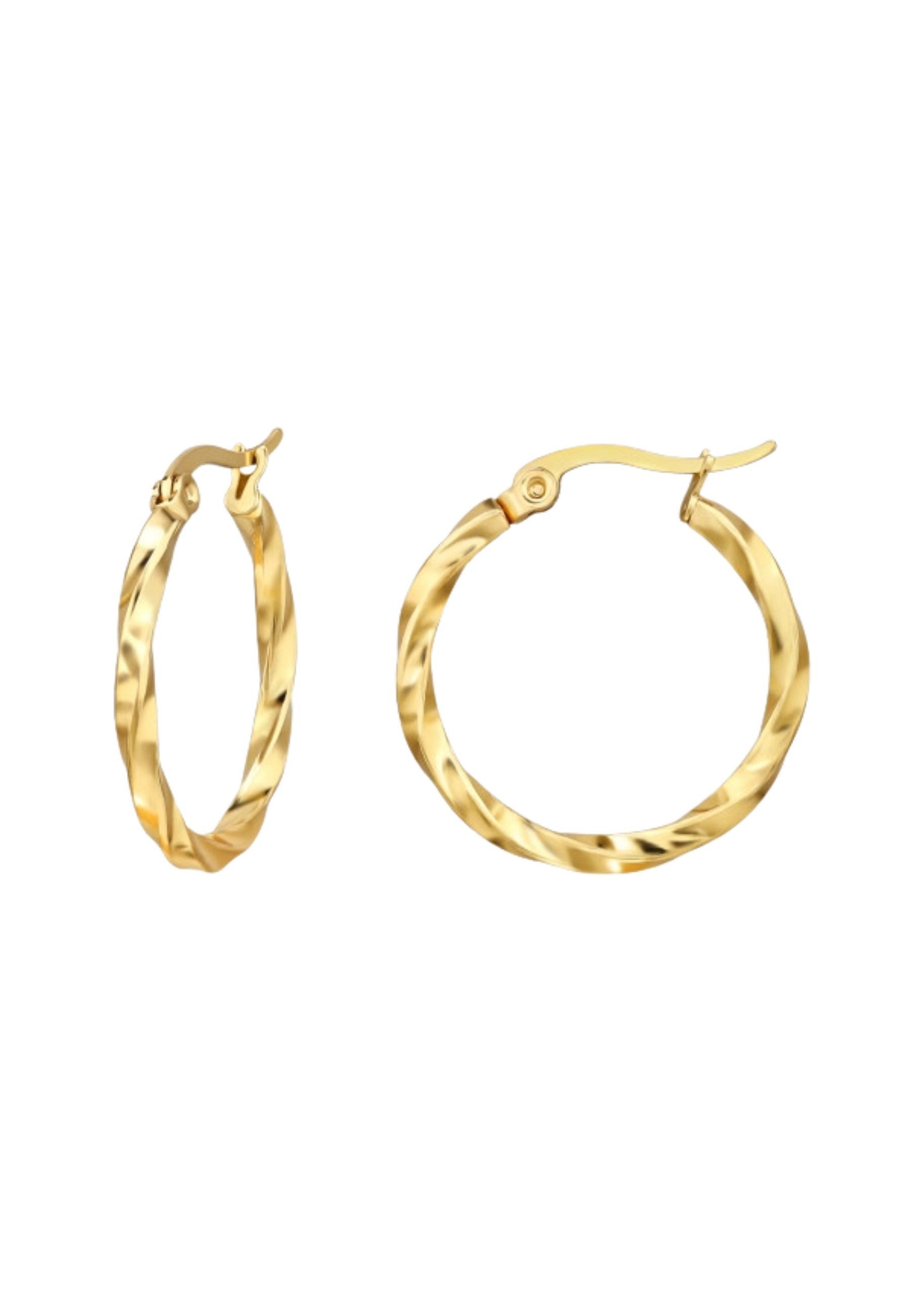 Diademita Fingerring Goldfarbene Creolen aus gebogenem Edelstahldraht mit französischem (Set)