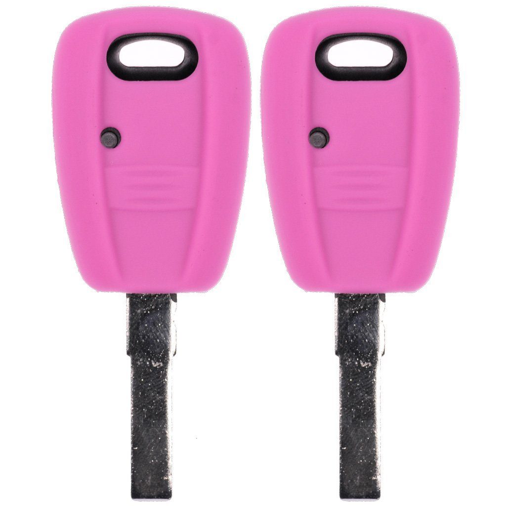 mt-key Schlüsseltasche 2x Autoschlüssel Silikon Schutzhülle im 2er-Set, für FIAT Panda Brava Bravo Punto Stilo 1 Tasten Funk Fernbedienung Rosa