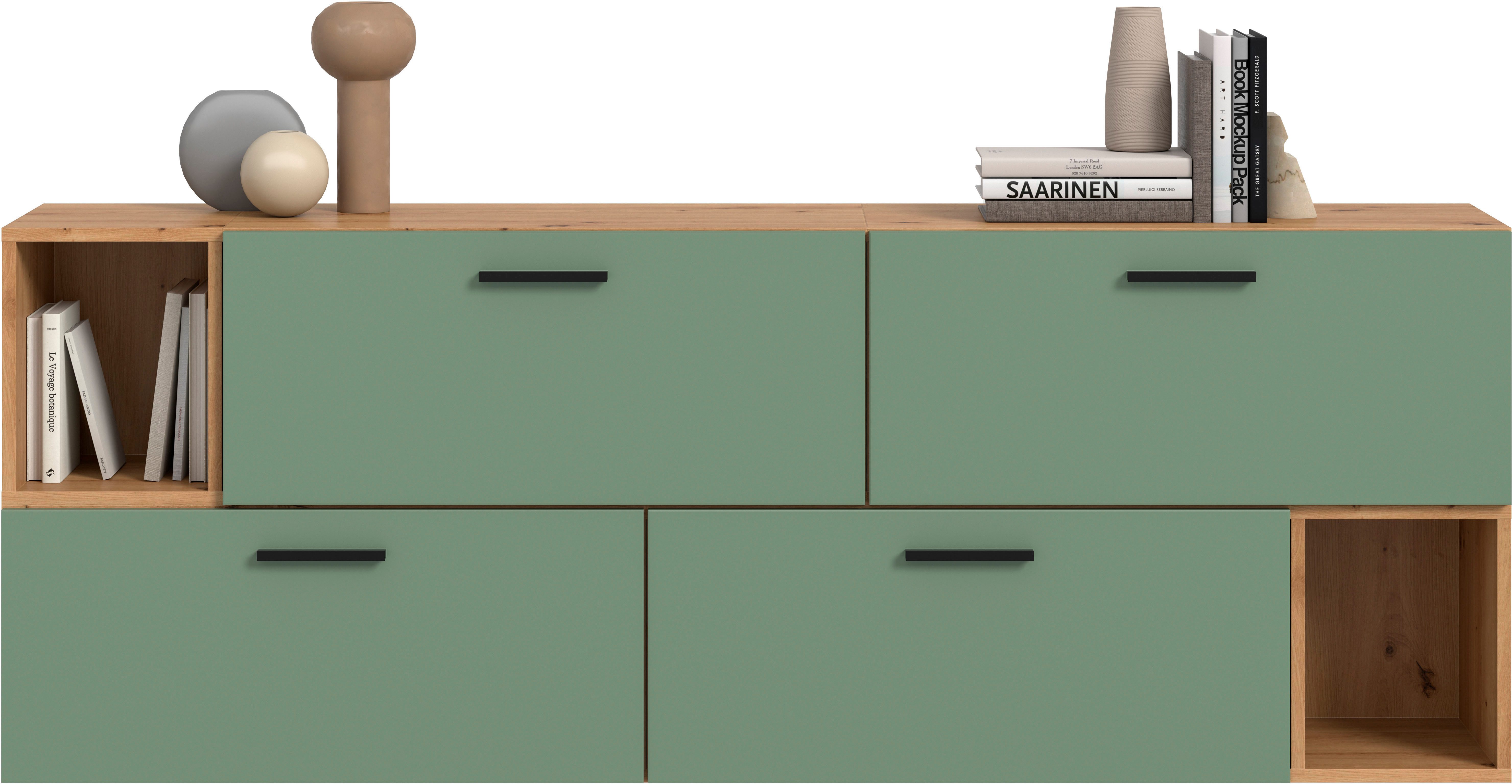 Home affaire Schrank-Set ENESTE, 6-teilig, in verschiedenen Farben, individuell kombinierbar, (2-St., verschiedenste Kombinationmöglichkeiten, stehend oder hängend), Stauraumelement, Kombination, Wohnkombination, Schrankwand, Lowboard