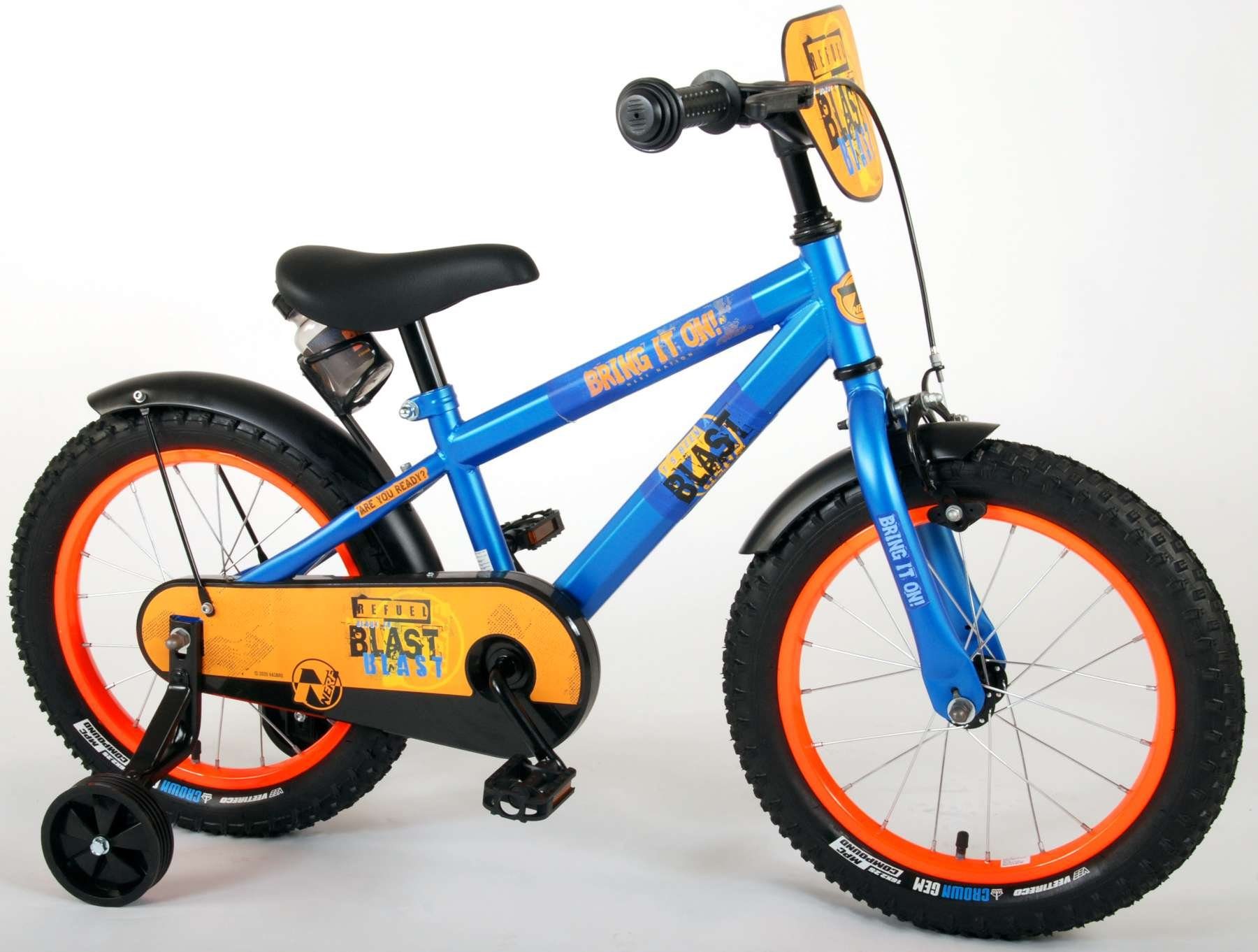 Stahlfelgen - Satinblau Kinderfahrrad Zoll 16 85% kg, - Rücktrittbremse, bis - - 4 - Luftbereifung, zusammengebaut Jungen Nerf 6 Jahre, 60