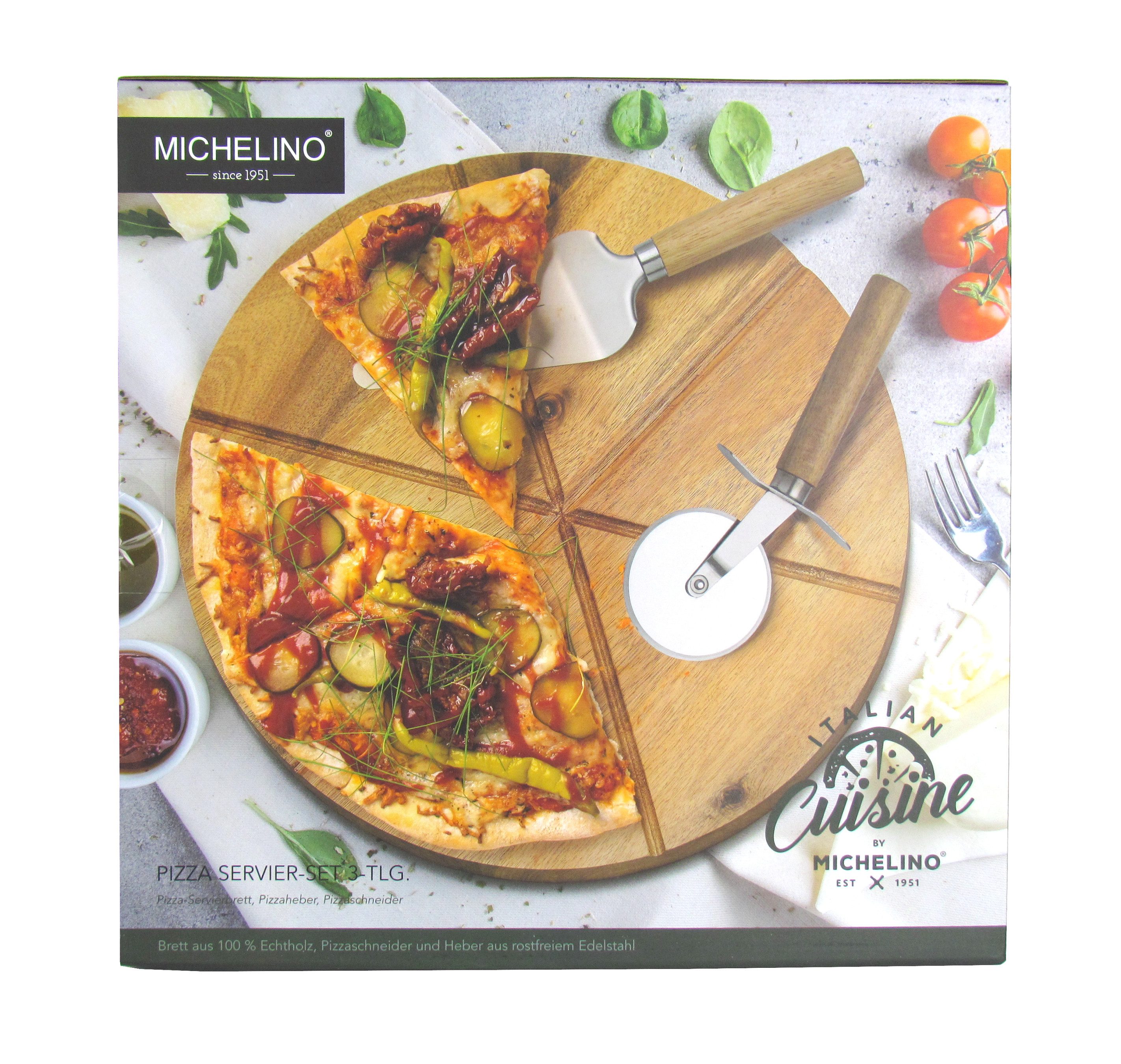 Arte Regal Pizzateller aus Ton 2, 4 oder 6 Teller zur Auswahl, inkl. einem Pizza-Schneideset