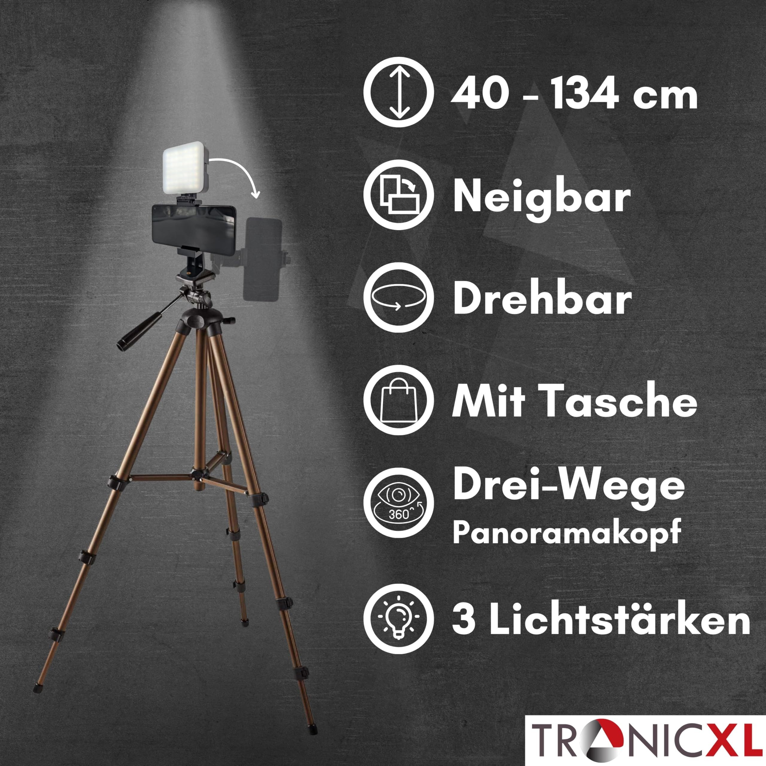 TronicXL Lichtanlage Smartphone Stativ mit Licht Halterung für Apple Iphone Samsung Xiaomi, Videolampe Videoleuchte Selfie Video Foto – Bild 2 von 5