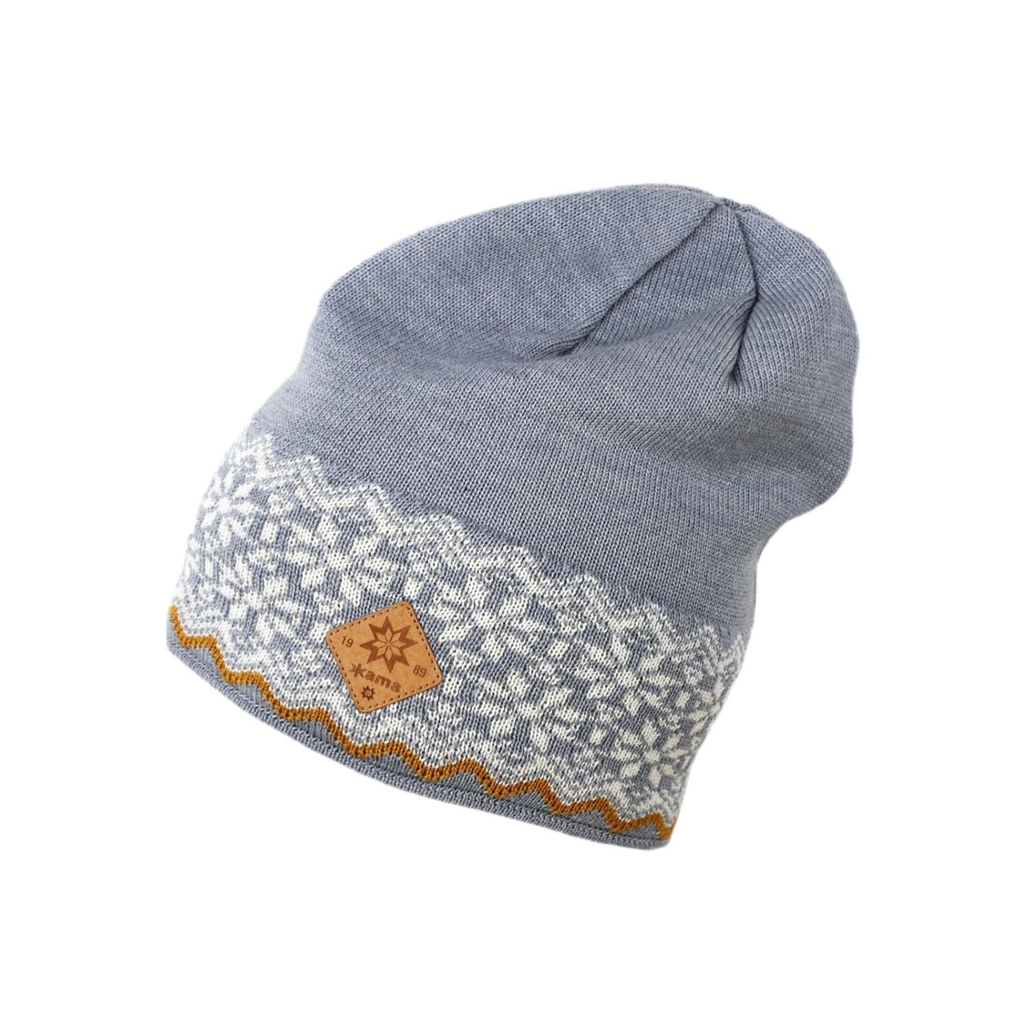 Strickmütze (Beanie) A189 Merino - Damen grau/weiss - 1 Stück