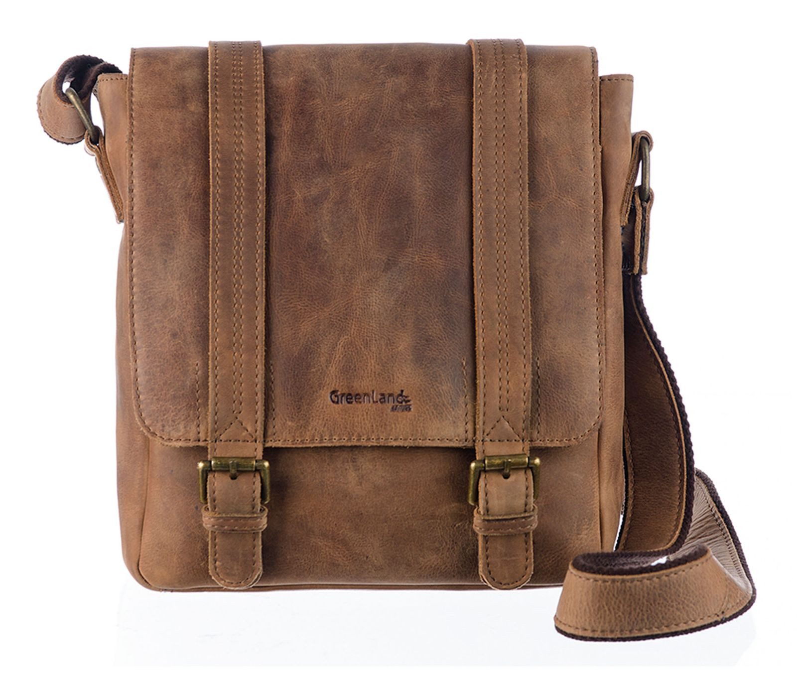 GreenLand Nature Umhängetasche Crossbody Bag, aus echtem Rindsleder