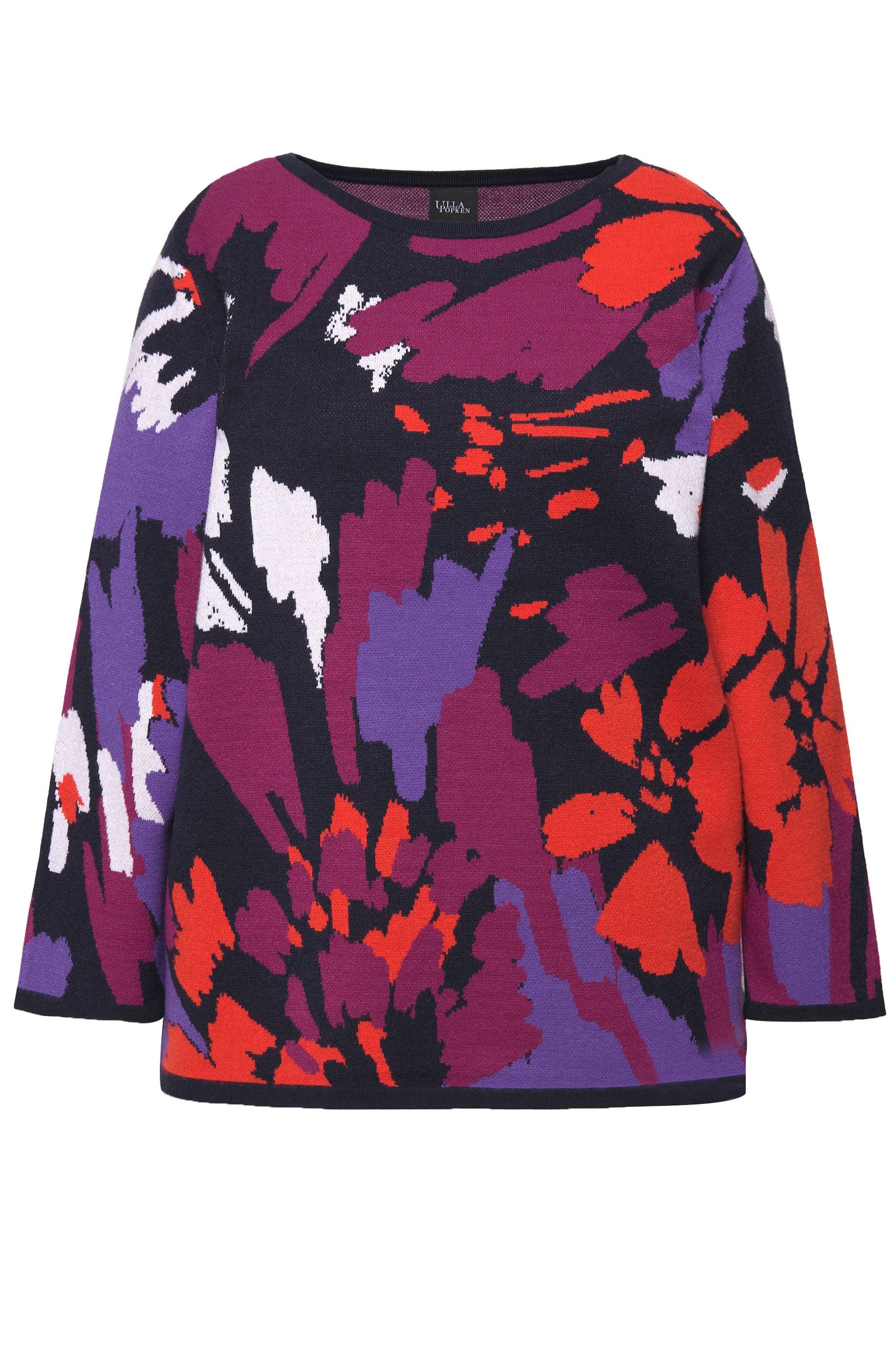 Ulla Popken Strickpullover Pullover Jacquard-Muster U-Boot-Ausschnitt günstig online kaufen