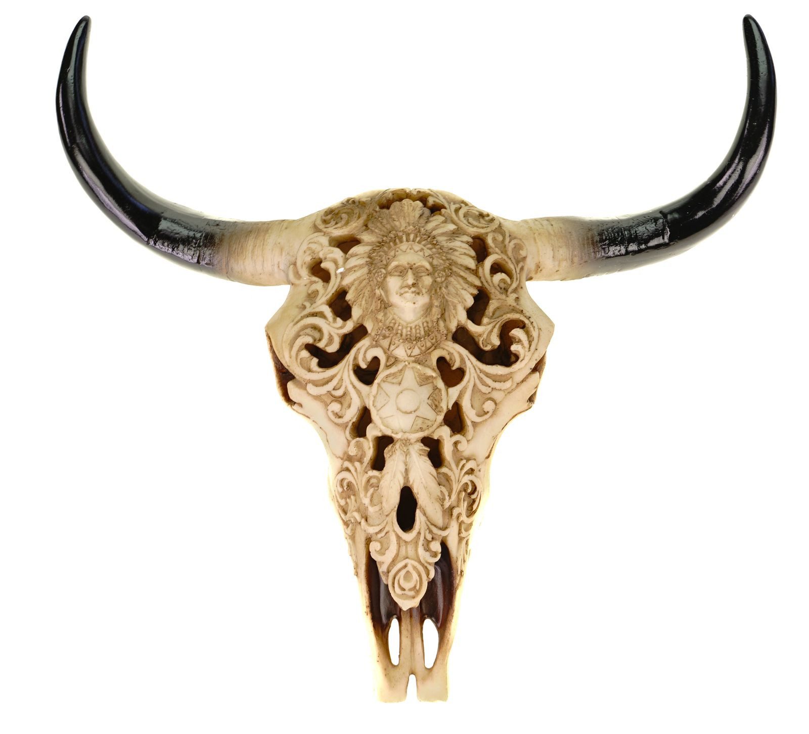 Vogler Dekofigur Replik Stierschädel Büffel Figur Geweih 31 cm Bullenschädel Trophäe