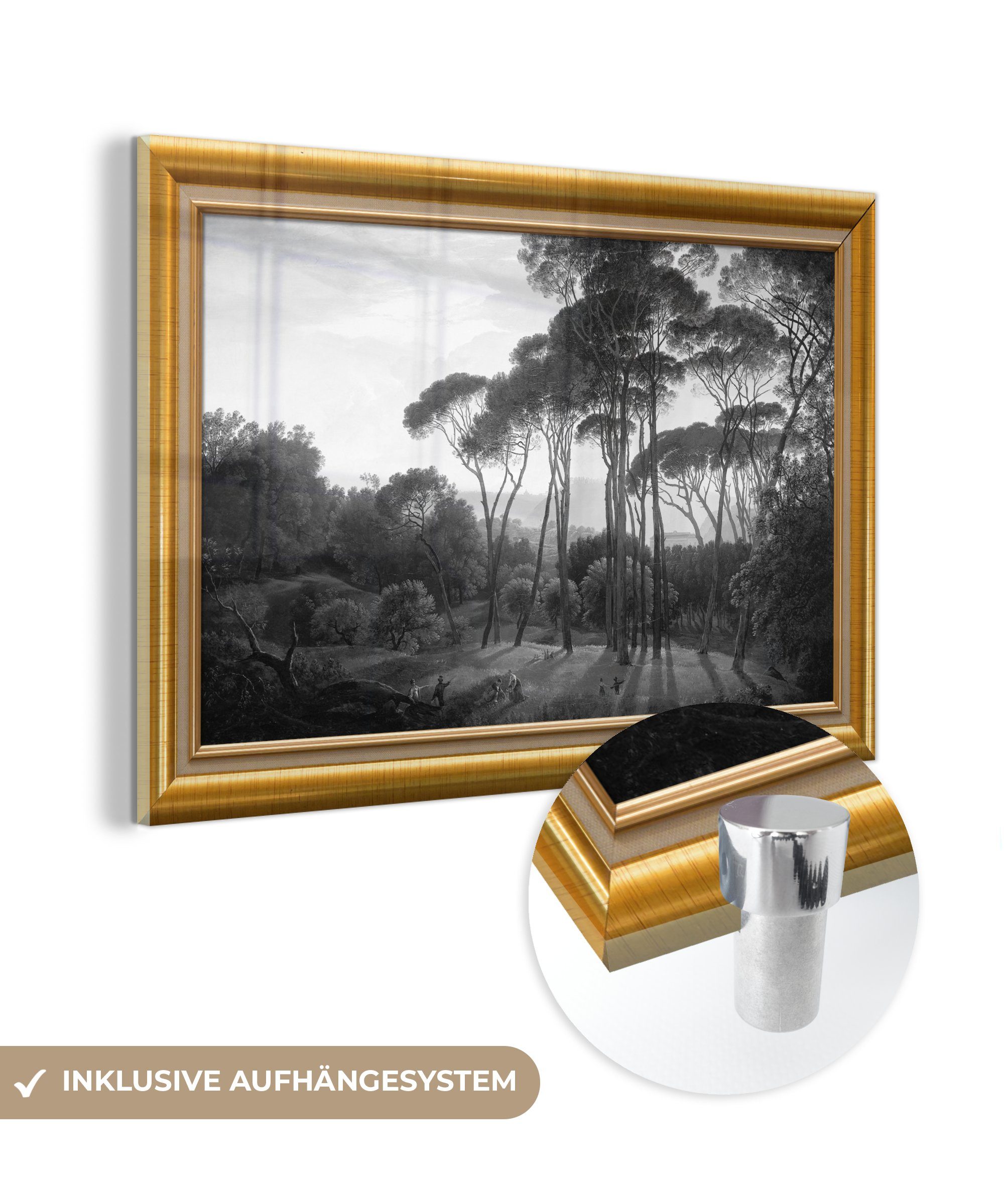 MuchoWow Acrylglasbild Italienische Landschaft Zirbelkiefer - Hendrik Voogd - Liste - Gold, (1 St), Glasbilder - Bilder auf Glas Wandbild - Foto auf Glas - Wanddekoration
