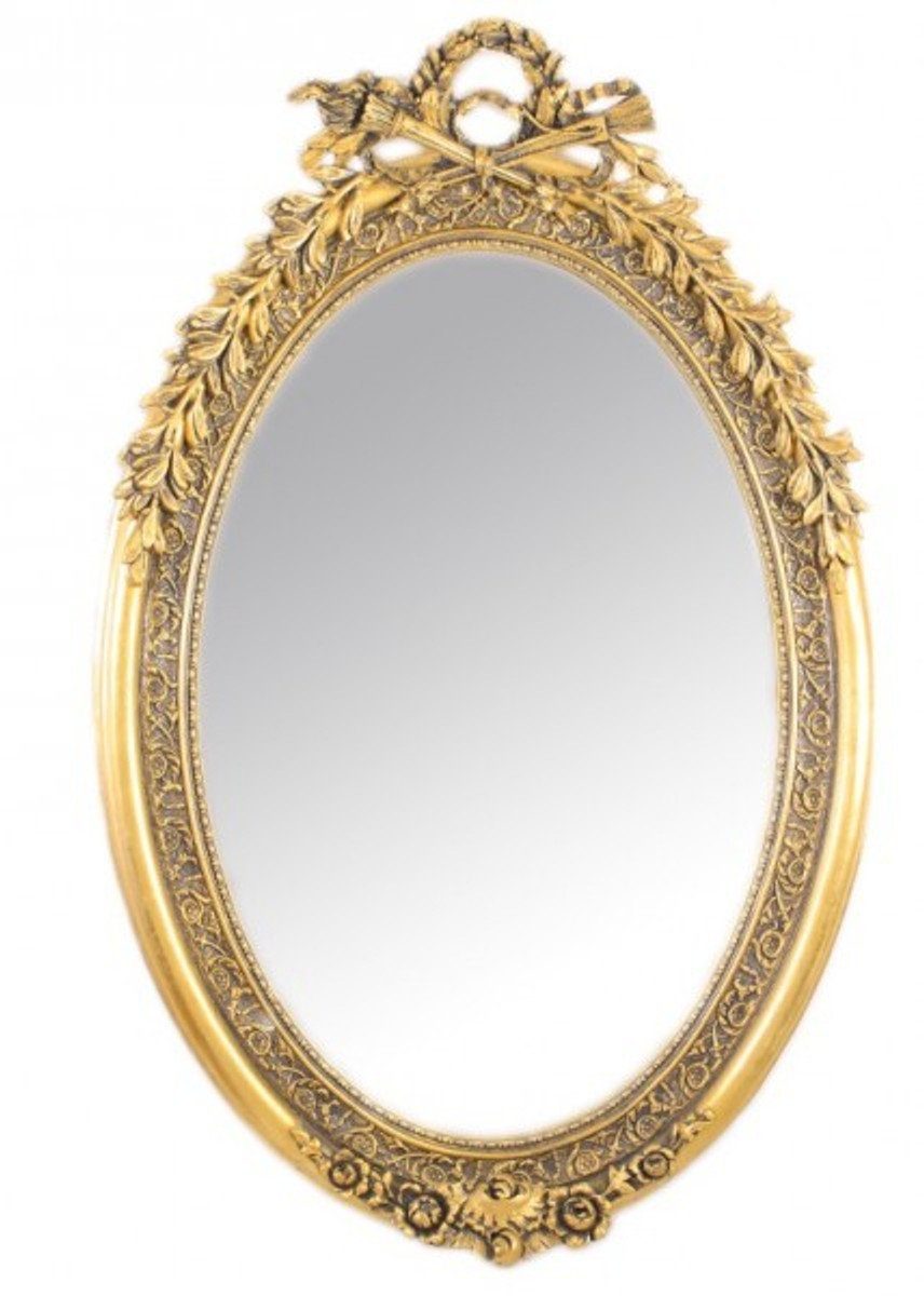 Luxus Casa Barock 110 Wandspiegel 160 - Padrino Massiv Spiegel cm Goldener und Oval - Barockspiegel Schwer Gold x