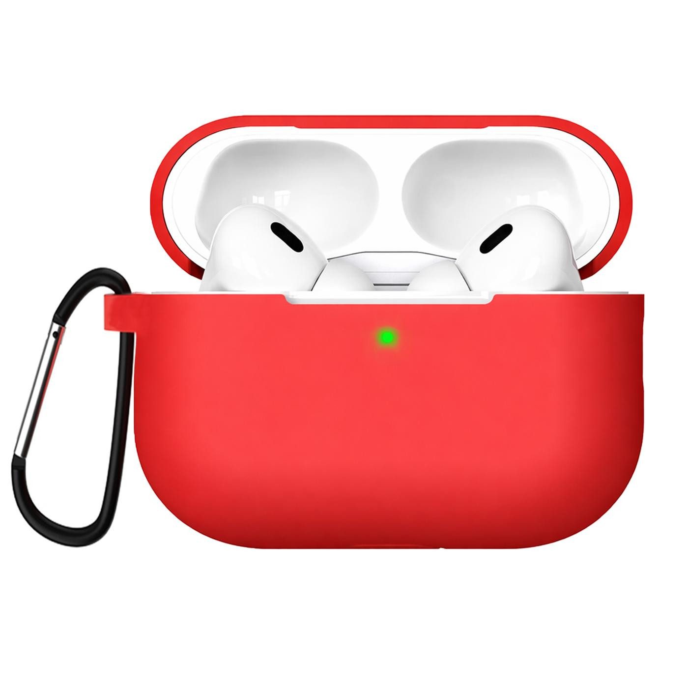CoolGadget Kopfhörer-Schutzhülle Basic Silikon Hülle für AirPods Pro 2 Schutzhülle mit Karabiner, Soft Touch Case, stoßfest, rutschfest, 360° Schutz, kabellos ladbar
