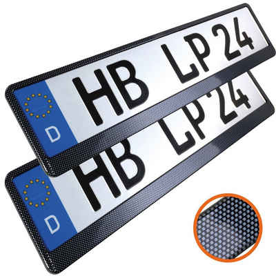L & P Car Design Kennzeichenhalter für Auto Carbon Nummernschildhalter Kennzeichenhalterung, (2 Stück)