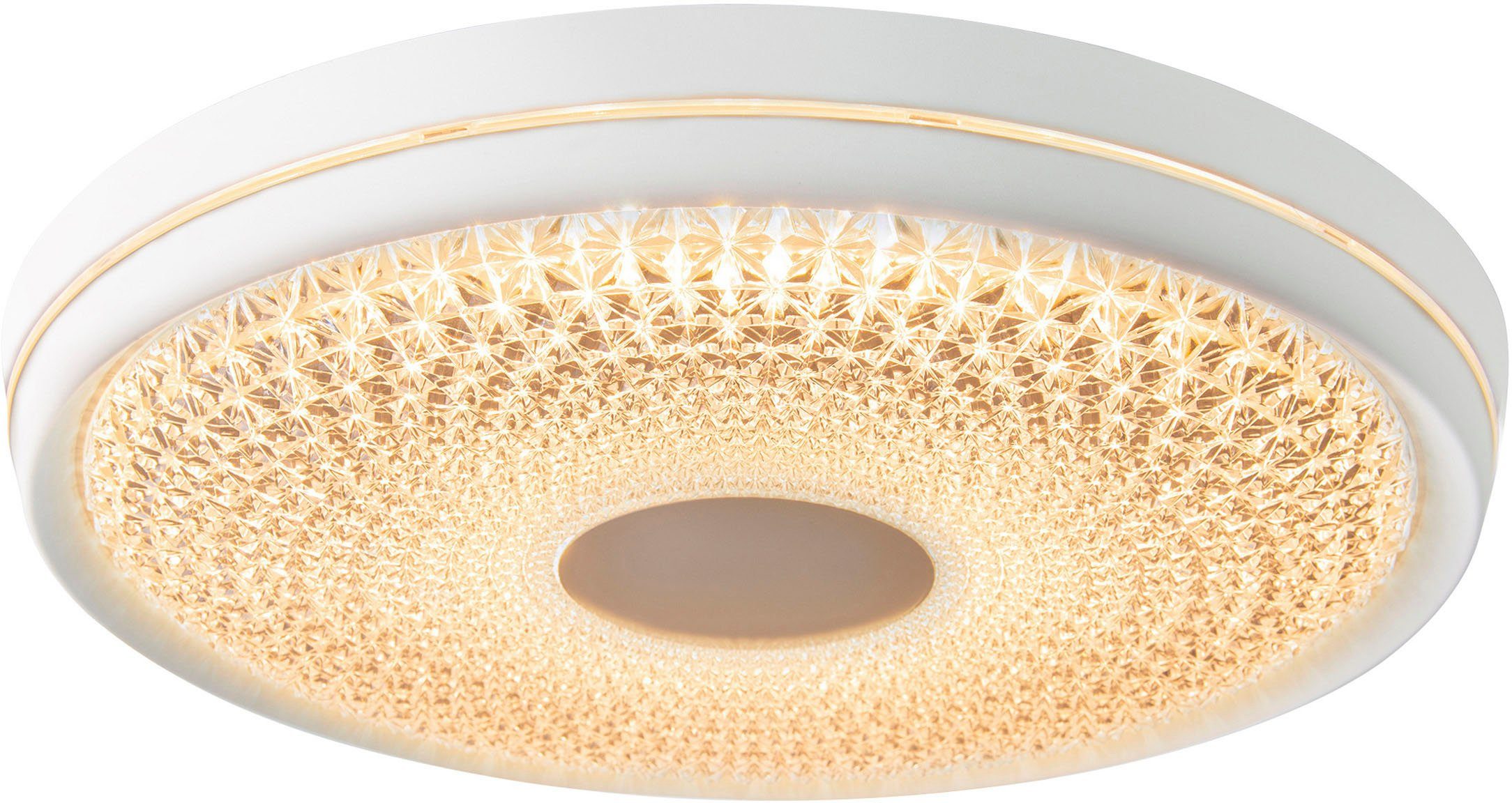 näve LED Deckenleuchte Boise, CCT - über Fernbedienung, Dimmfunktion, Fernbedienung, Infrarot inkl., LED fest integriert, warmweiß - kaltweiß, dimmbar, CCT-Farbwechsel in 3-Stufen per Fernbedienung, kristalloptik