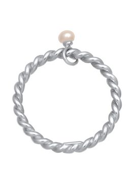 Elli Perlenring Bandring Stapelring Kordel Twist Perle 925 Silber