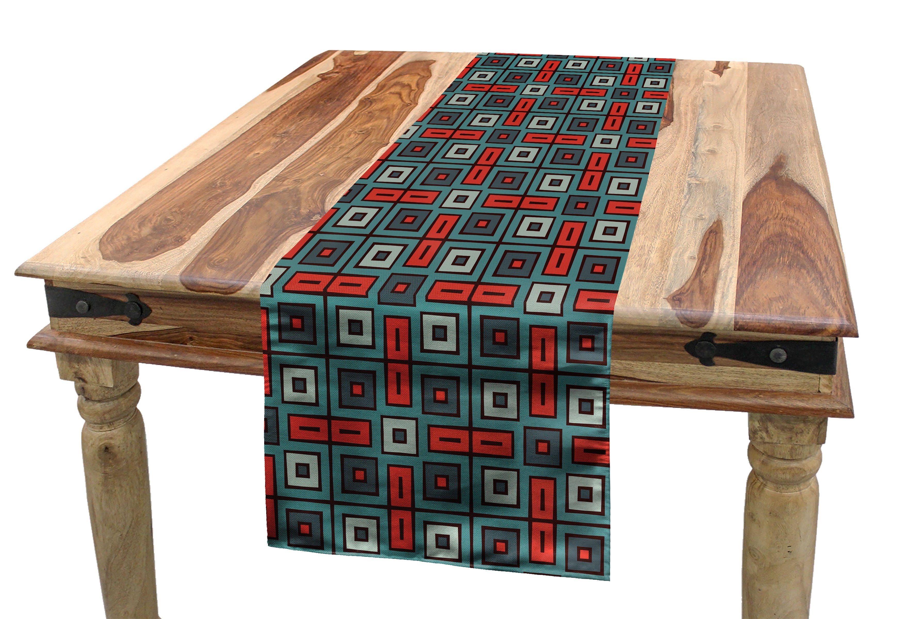 Abakuhaus Tischläufer Esszimmer Küche Rechteckiger Dekorativer Tischläufer, Geometrisch Retro-Mosaik