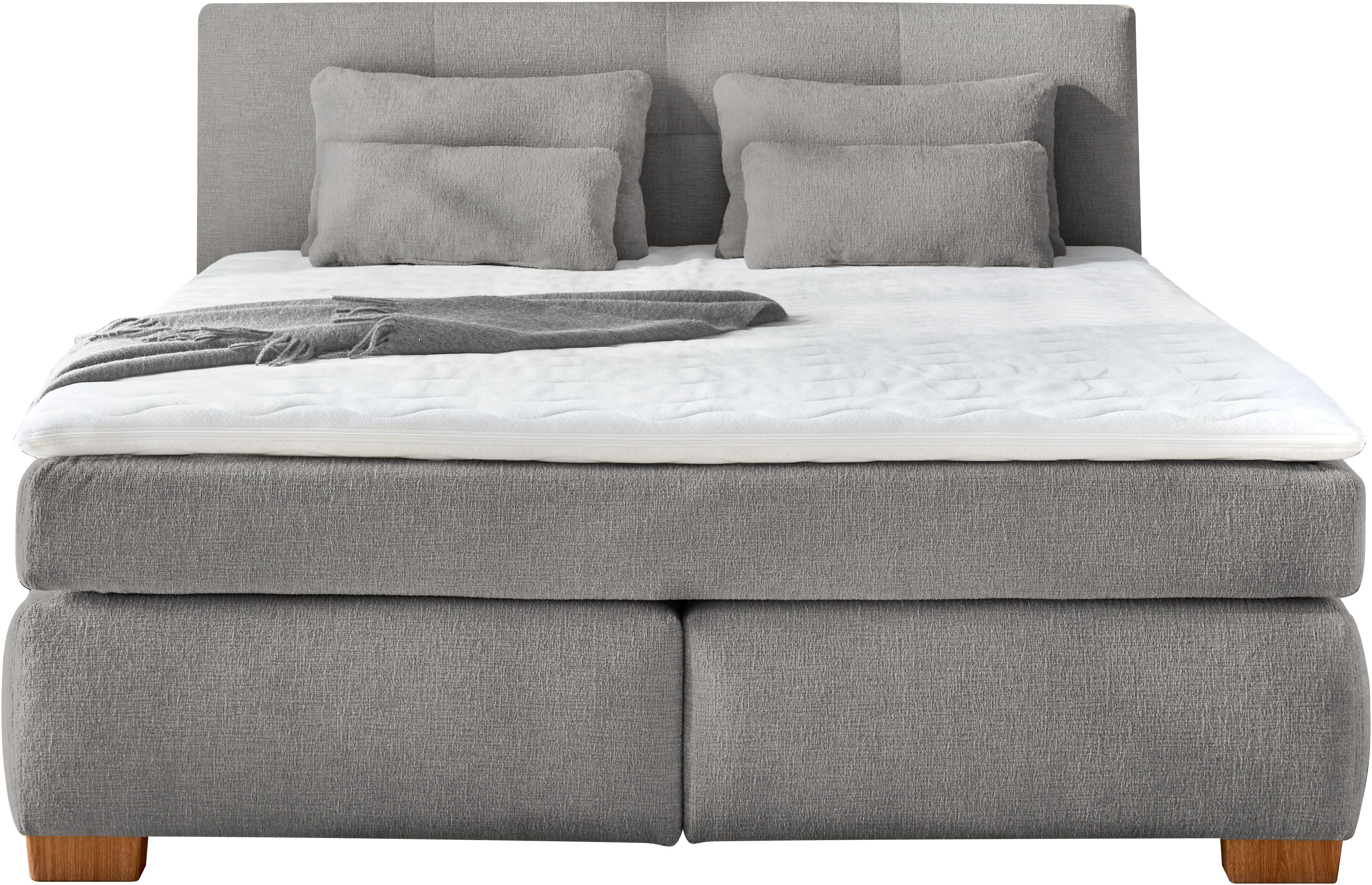 Jockenhöfer Gruppe Boxspringbett Ulla, Wende-Bonell-Federkernmatratze (H2/H3), inklusive Topper und 4 Kissen, Bettbreite 160 cm oder 180 cm wählbar