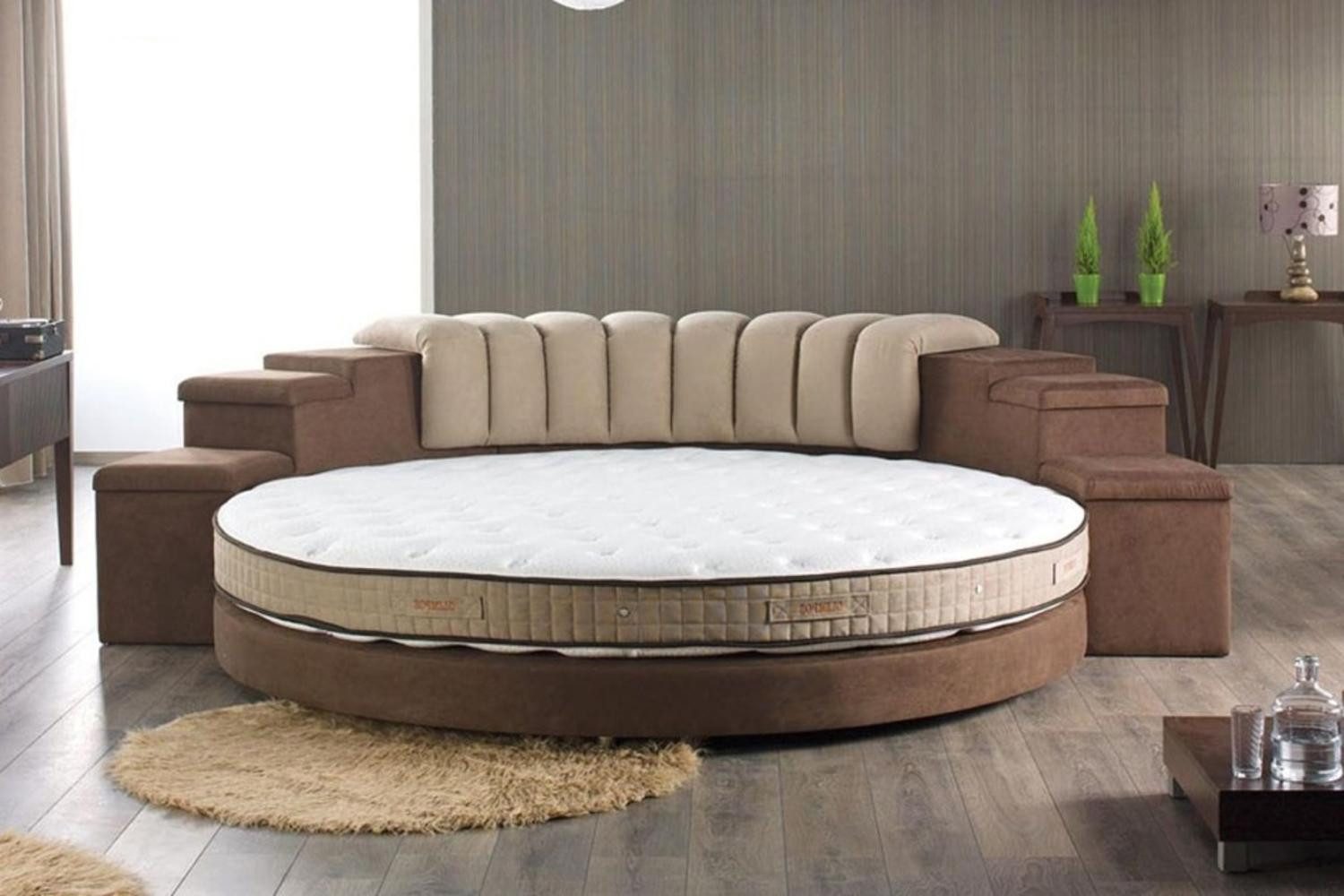 Xlmoebel Rundbett Rundes Bett Moderne Design Luxus Polster Rund Textil (1-tlg., Bett), Hergestellt in Europa