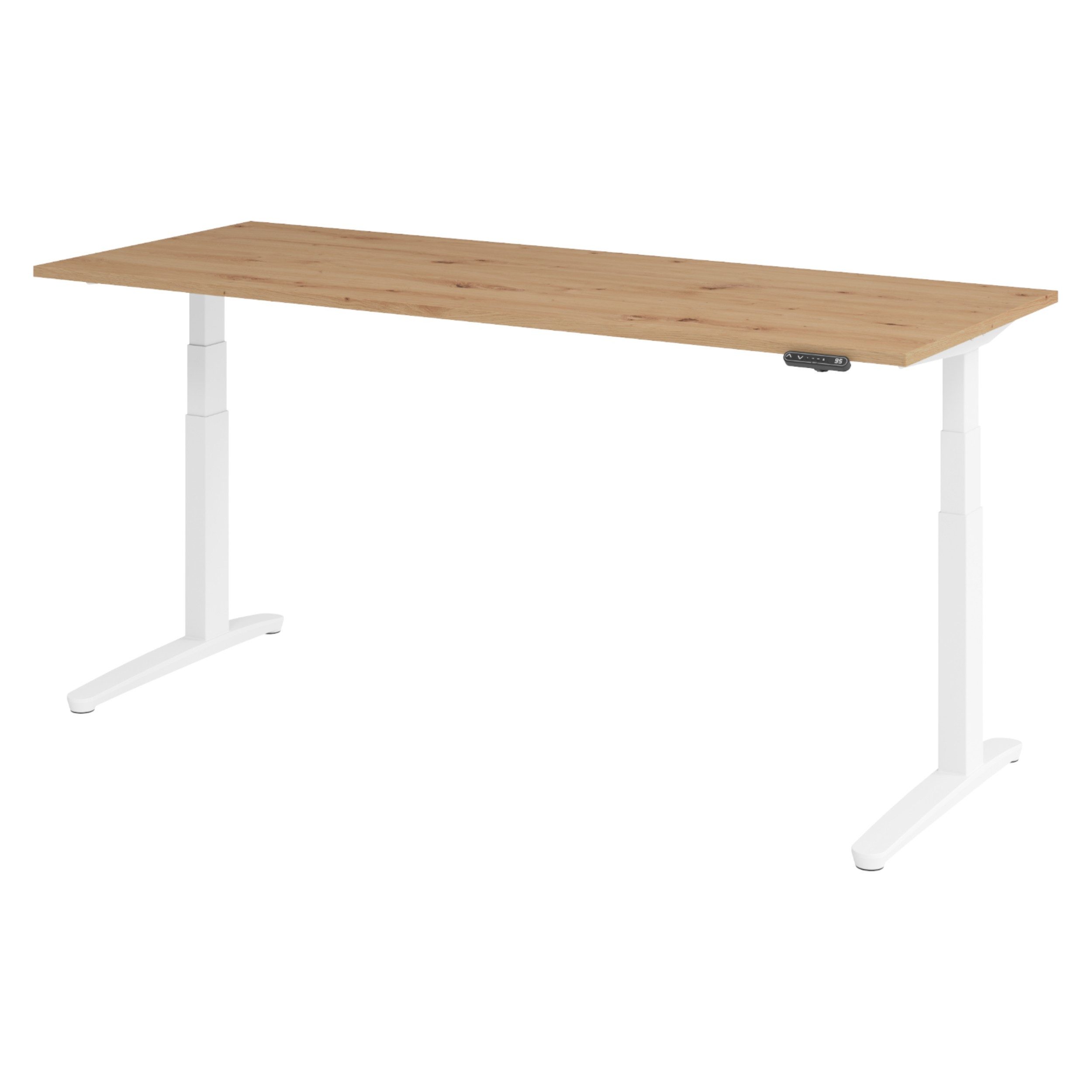 bümö Schreibtisch bümö XBHM Schreibtisch, Rechteck: 200 x 80 cm - Dekor: Asteiche - Gestell: Weiß