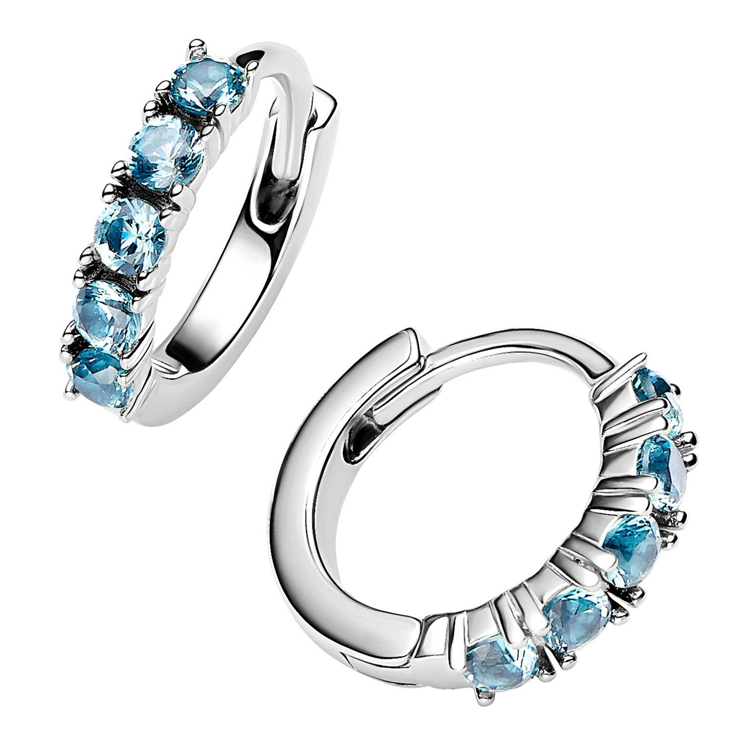 Pandora Paar Creolen Damen-Ceolen Huggie Hellblau Silber günstig online kaufen