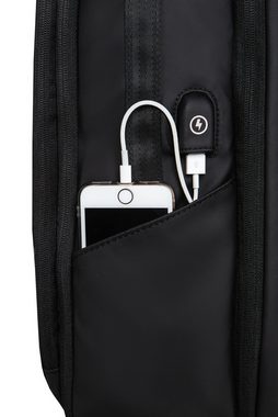 r-bag Schulranzen Anti-Diebstahl Rucksack FORGE Schwarz (1 Stück), Diebstahlsicher, USB-Eingang, Kofferhalterung