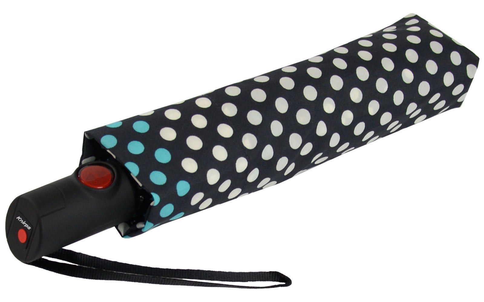 stylische farbiger C.205 Borte pingpong Dots blue, mit Duomatic Auf-Zu-Automatik Knirps® Langregenschirm