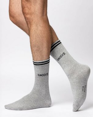 SNOCKS Sportsocken Hohe Tennissocken mit Streifen für Damen & Herren (4-Paar) aus Bio-Baumwolle, stylish für jedes Outfit