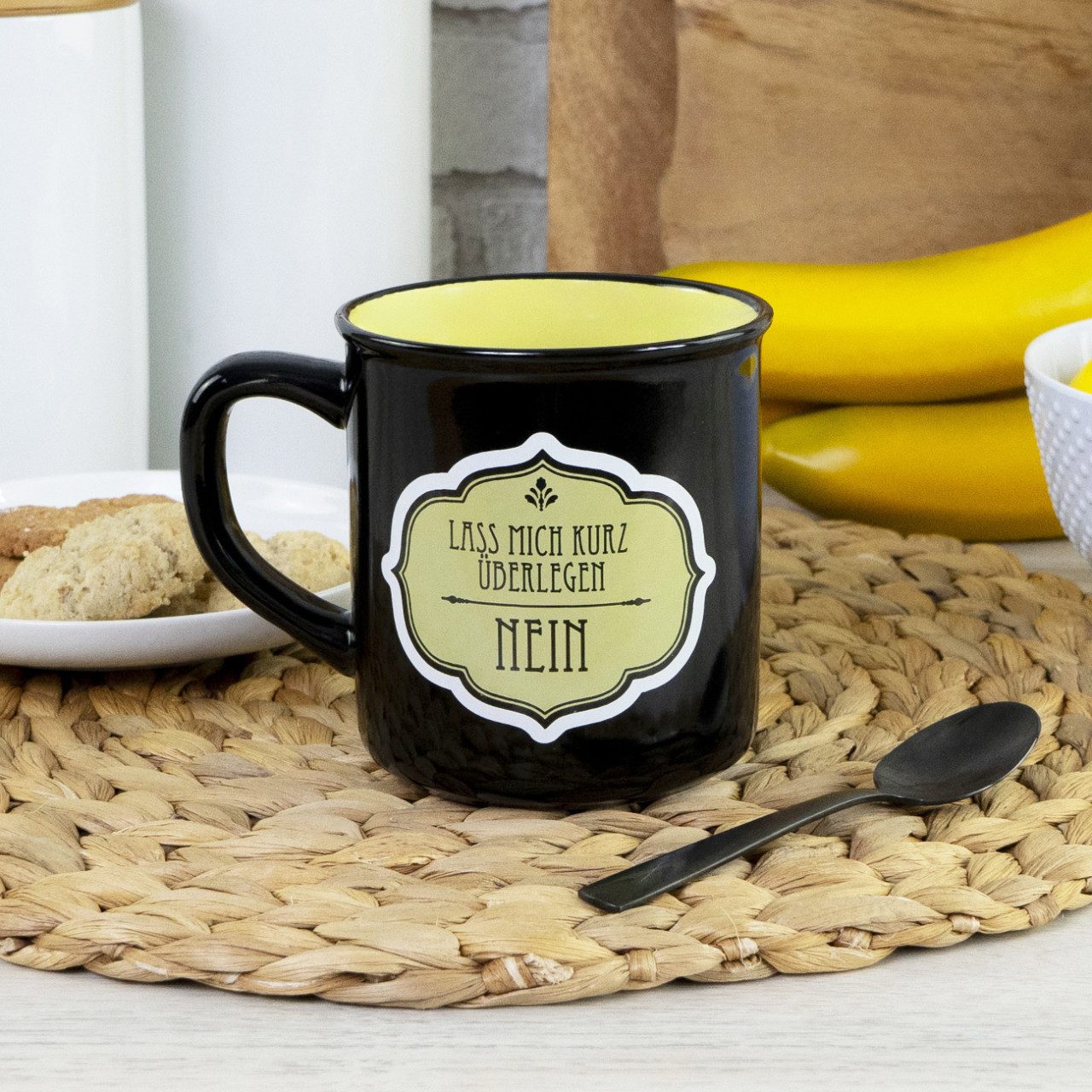 Geda Labels GmbH Tasse Lass mich überlegen, 1-tlg., Keramik, Grün, 400ml, spülmaschinengeeignet