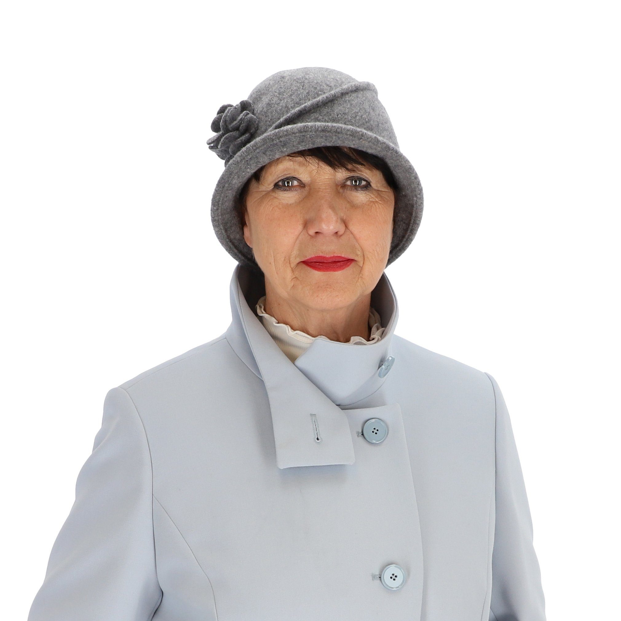 halsüberkopf Accessoires Filzhut Kappe Hut aus 100% Wolle mit Blumenapplika günstig online kaufen