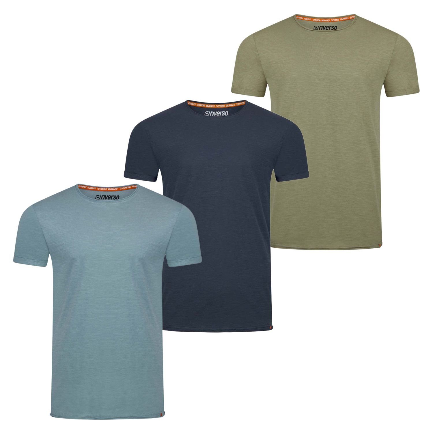 riverso T-Shirt Herren Basic Shirt RIVLenny Regular Fit (3-tlg) Kurzarm Tee Shirt mit Rundhalsausschnitt aus 100% Baumwolle Farbmix 2