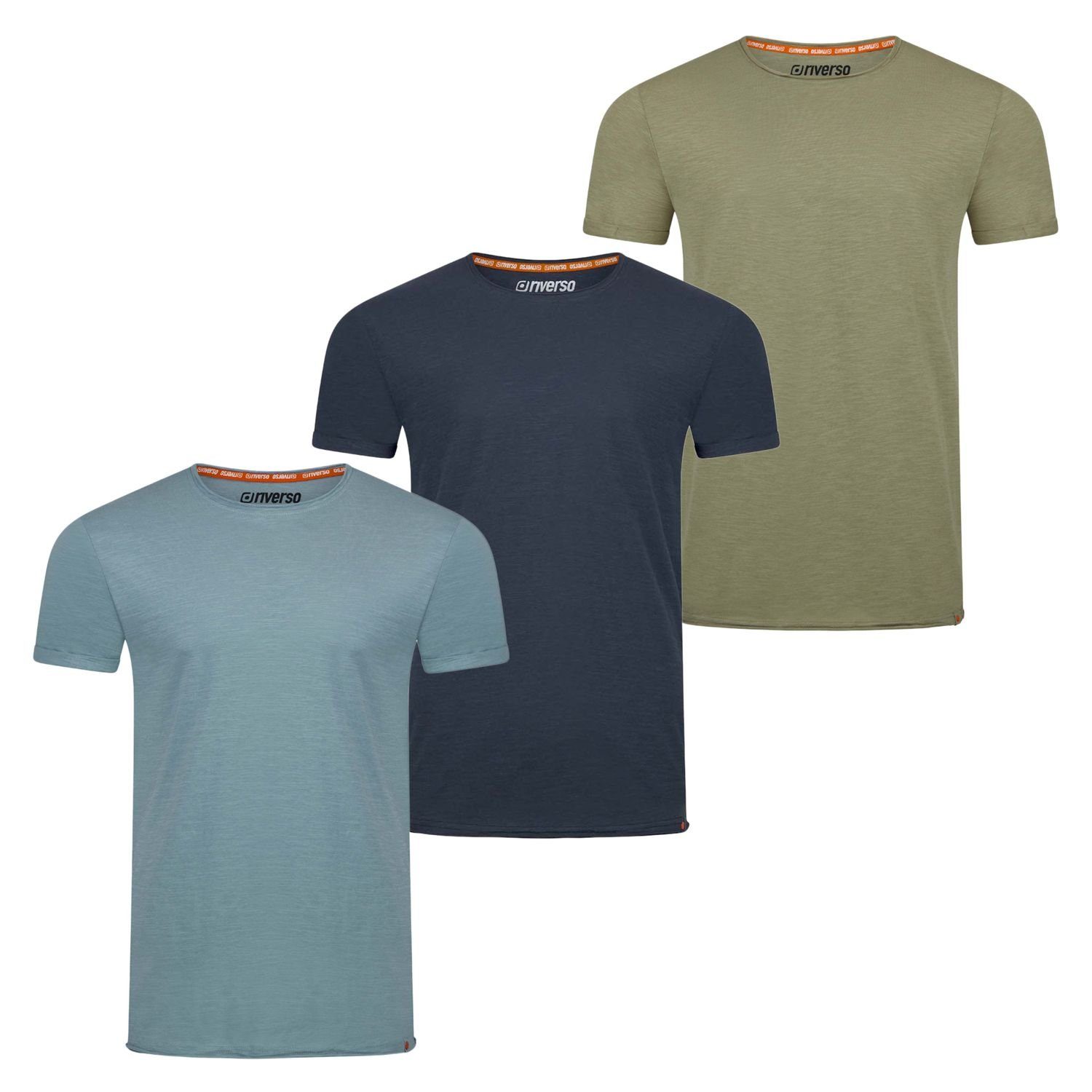 riverso T-Shirt Herren Basic Shirt RIVLenny Regular Fit (3-tlg) Kurzarm Tee Shirt mit Rundhalsausschnitt aus 100% Baumwolle