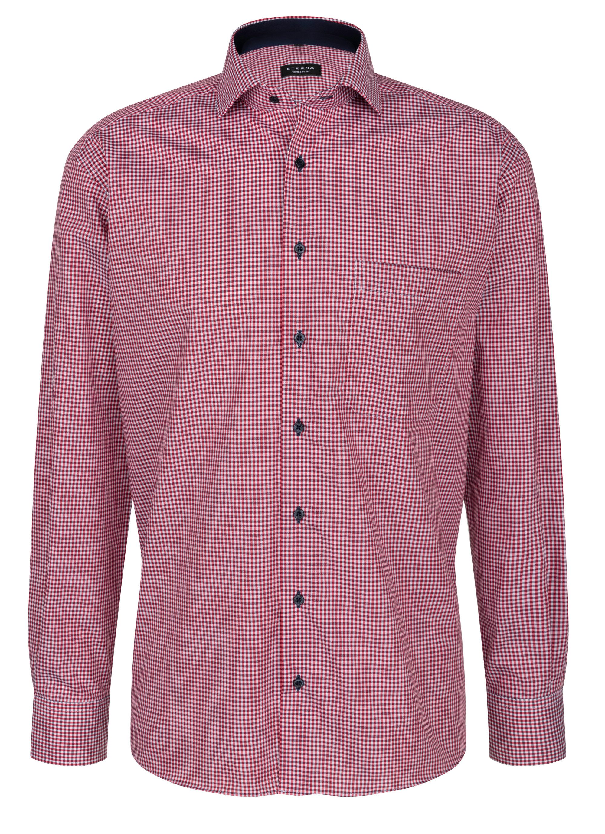 Eterna Klassische Bluse ETERNA COMFORT FIT Langarm Hemd rot-weiß kariert 8913-55-E14V