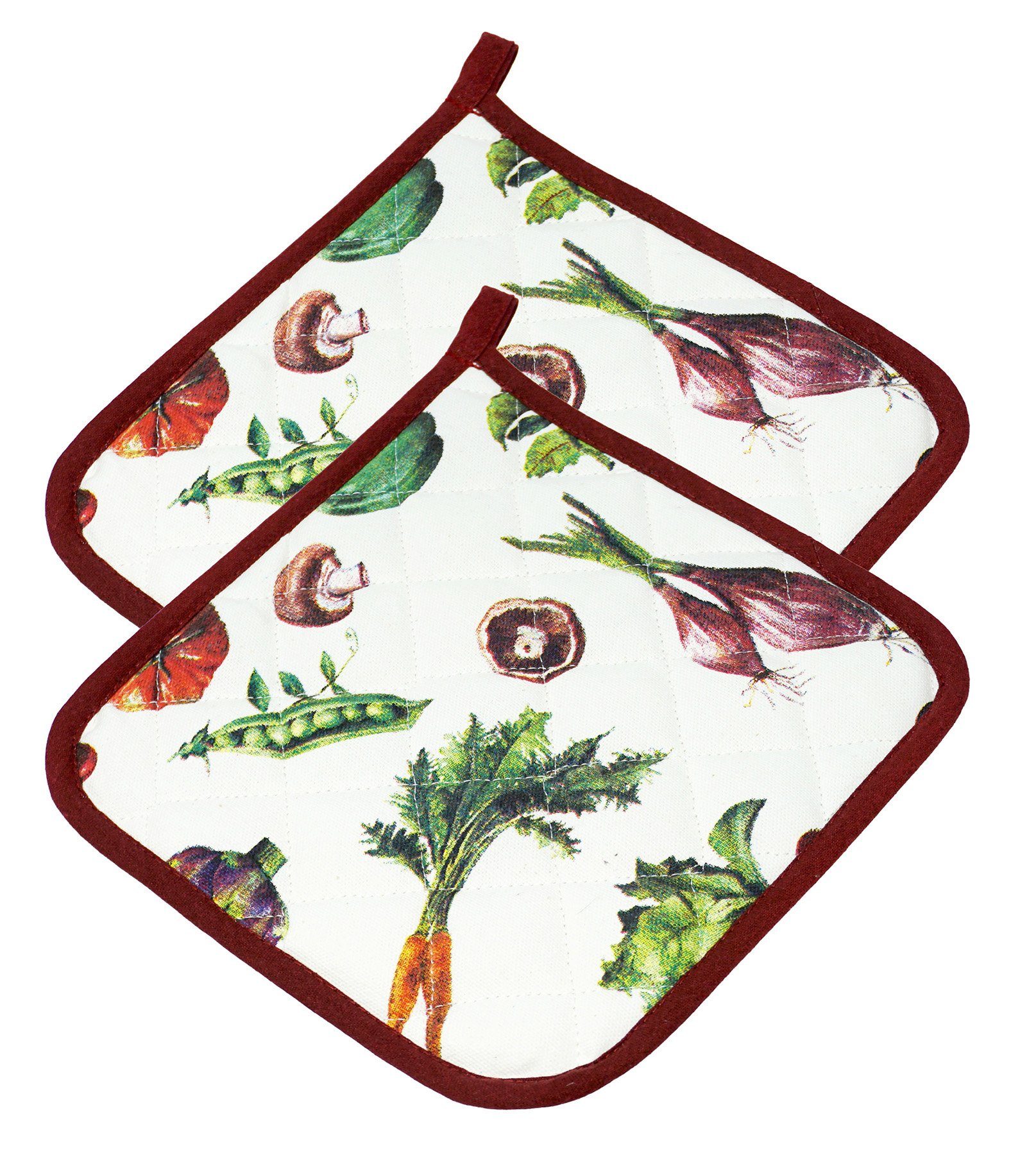 Lashuma Topflappen Gemüse, (Set, 2-tlg), Topfhalter 20x20 cm, Topfuntersetzer Baumwolle