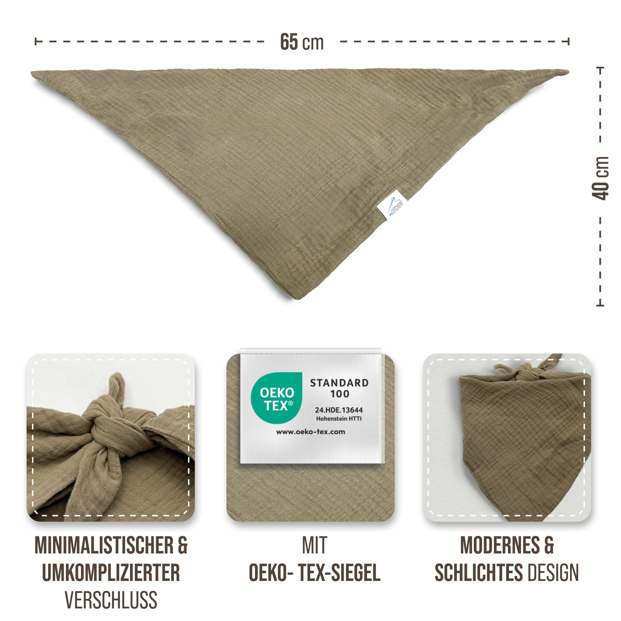 my STITCHERY Tier-Halstuch Musselin Hundehalstuch mit Namen bestickt, Oeko-TEX® Standard 100, Musselin