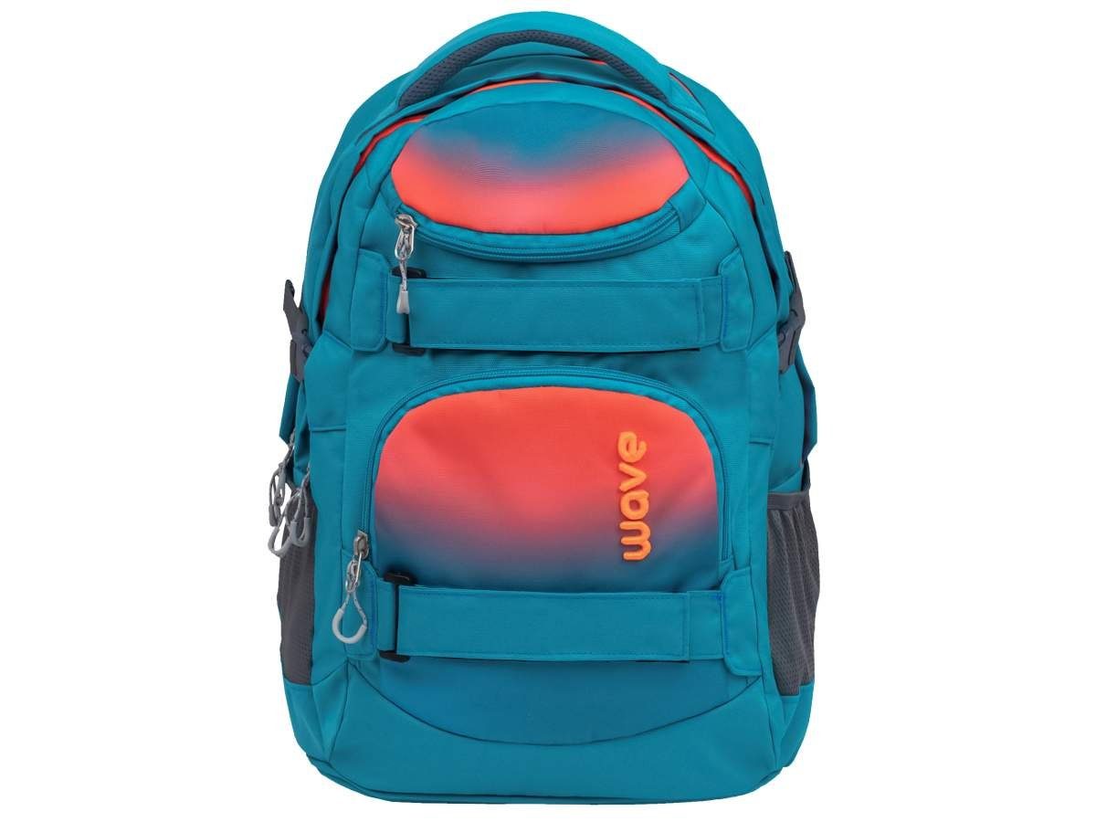 Wave Schulrucksack Infinity, Mädchen Schultasche, Set, 3tlg. Klasse, Neon and Orange für Ombre Bluebird Jungen ab 5. Teenager und