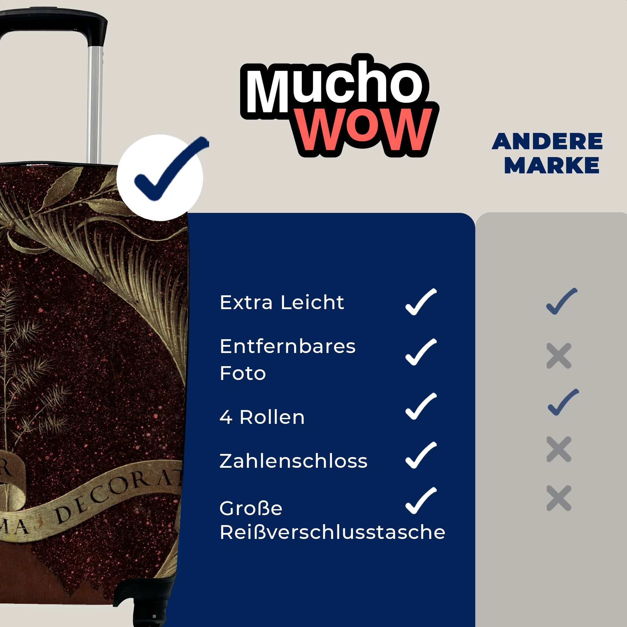 da de' Rollen, für Reisetasche rollen, mit Leonardo Ginevra Handgepäckkoffer Benci - Ferien, 4 Trolley, Vinci, Handgepäck Reisekoffer Rückseite MuchoWow