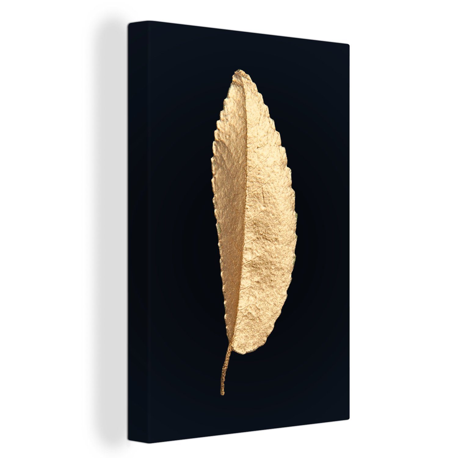 OneMillionCanvasses® Leinwandbild Blätter - Schwarz und günstig online kaufen