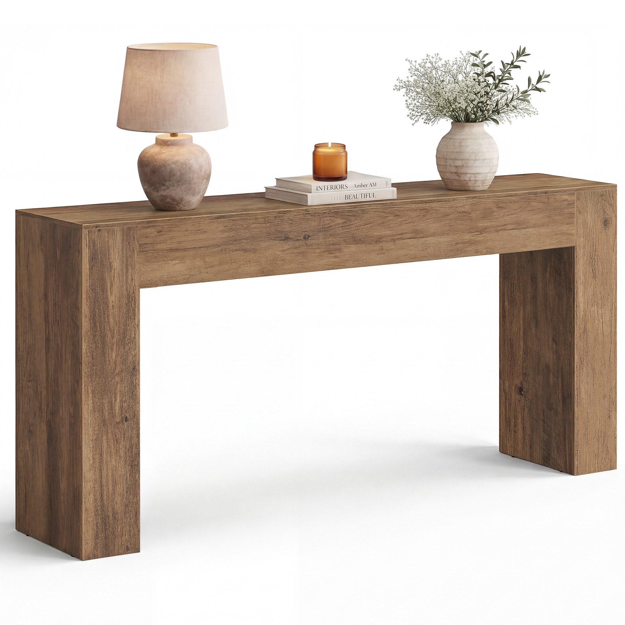 VASAGLE Konsolentisch aus Spanplatte, für Eingangsbereich und Wohnzimmer, schmaler Flurtisch in U-Form, 120 x 30 x 80 cm
