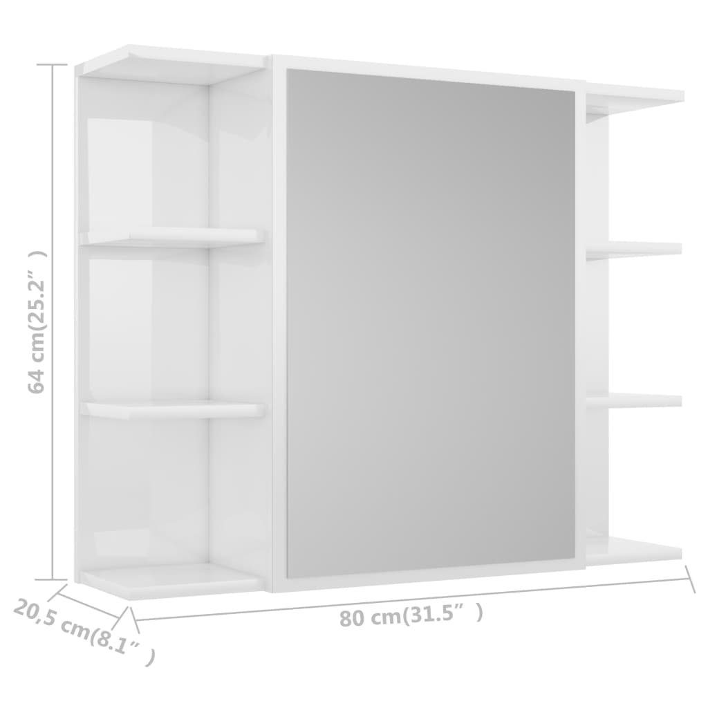Hochglanz-Weiß Bad-Spiegelschrank Badezimmerspiegelschrank Holzwerkstoff (1-St) 80x20,5x64 vidaXL cm