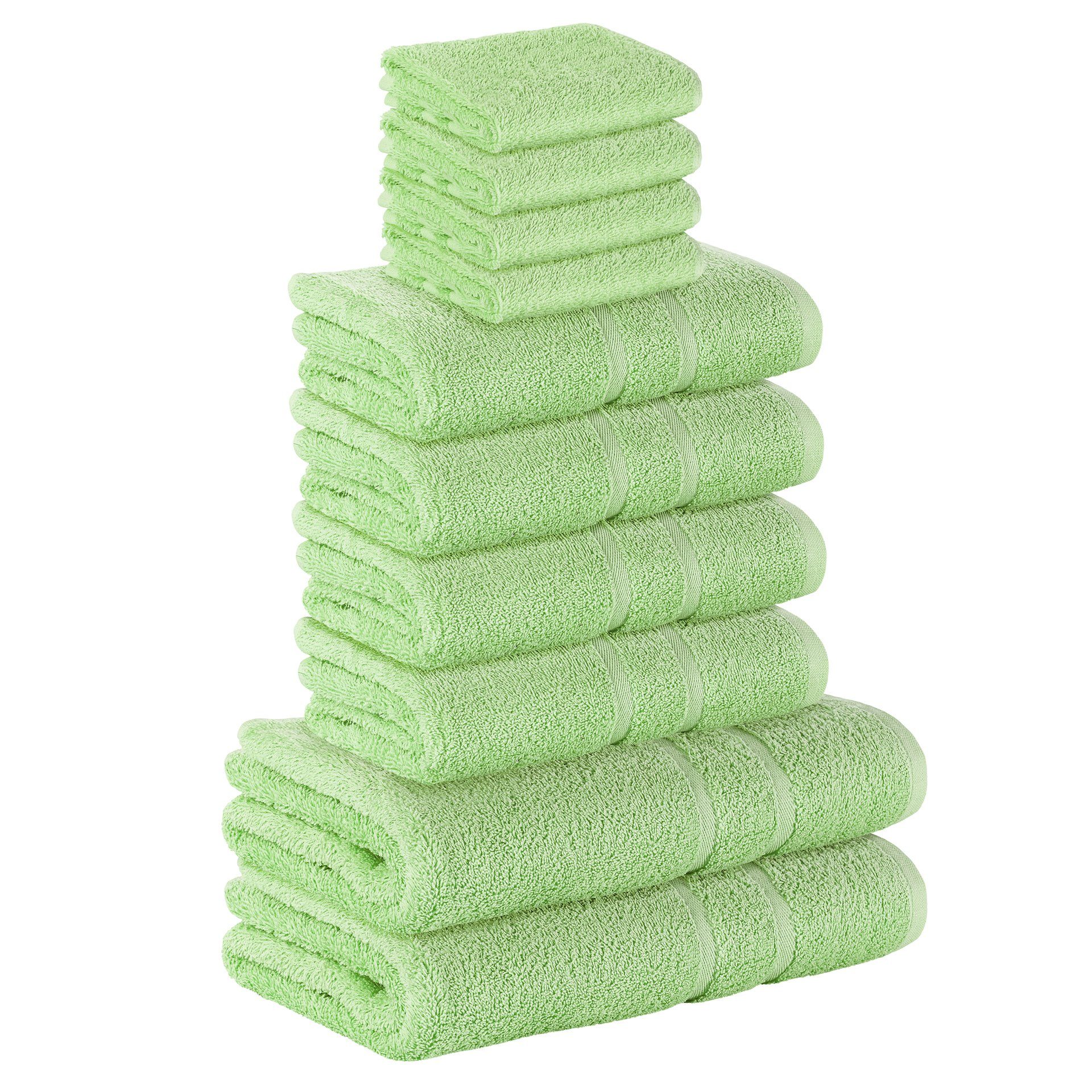 StickandShine Handtuch Duschtücher (Spar-SET) Gästehandtuch Baumwolle, Hellgrün 2x 100% Handtücher 4x 4x SET Set
