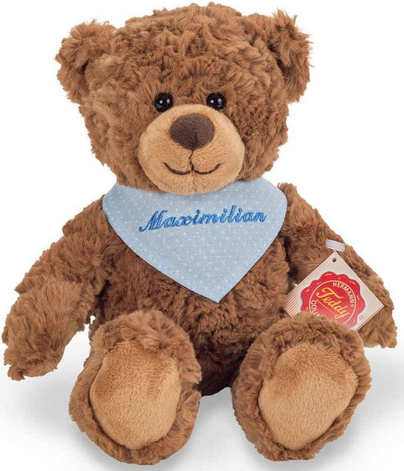 Teddy Hermann® Kuscheltier Teddy braun mit blauem Halstuch, 30 cm, mit individueller Bestickung