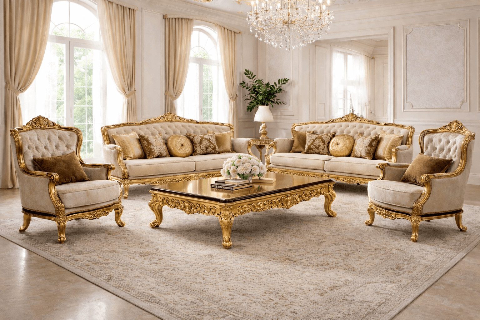 JVmoebel Chesterfield-Sofa Elegante Klassische Chesterfield Sofagarnitur Hochwertiges Sofa-Set, 5 Teile, Made in Europa