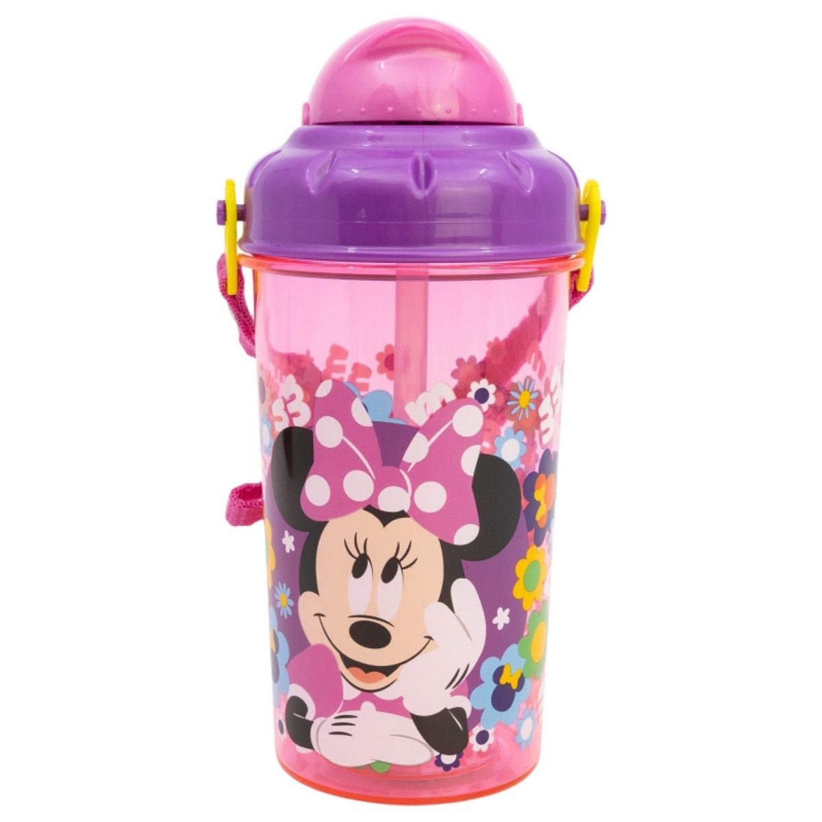 Trinkflasche Disney Minnie Kinder 465 ml mit Strohhalm und Tragegurt