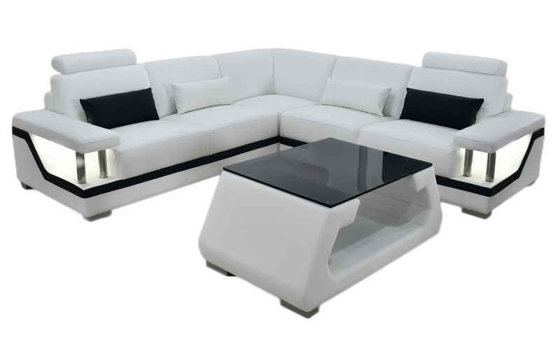 JVmoebel Ecksofa Design Ecksofa L-Form + Couchtisch Wohnzimmer Möbel Luxus Sofa Sofort, 3 Teile, Made in Europe