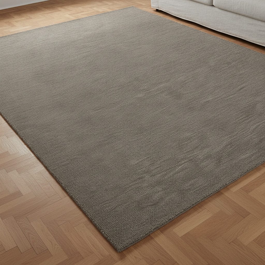 TaCa Home Wollteppich Handgewebter Woll-Teppich uni in schwerer Qualität, rechteckig, Höhe: 14 mm, langlebig
