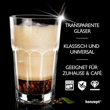 KONZEPT Gläser-Set Wassergläser Set 6-teilig, Große Gläser, 410ml, Trinkgläser Set, - ideal für Saft, Eiskaffee Cocktails, Latte Macchiato