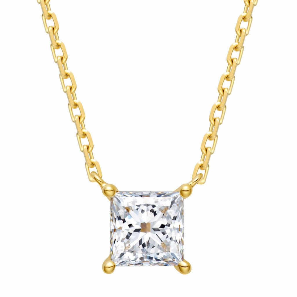 Sternvoll Goldkette 18K Gelbgold Collier 0.25 ct Prinzess-Diamant IGI günstig online kaufen
