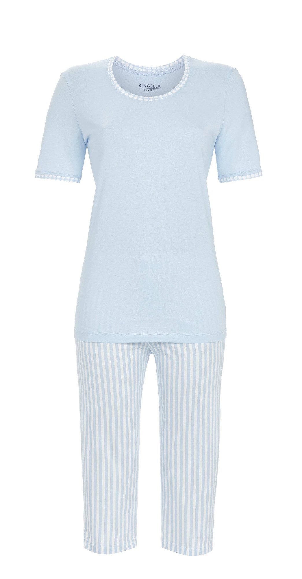 Ringella Pyjama - Schlafanzug mit gestreifter Caprihose (2 tlg) 50% Baumwolle 50% Modal