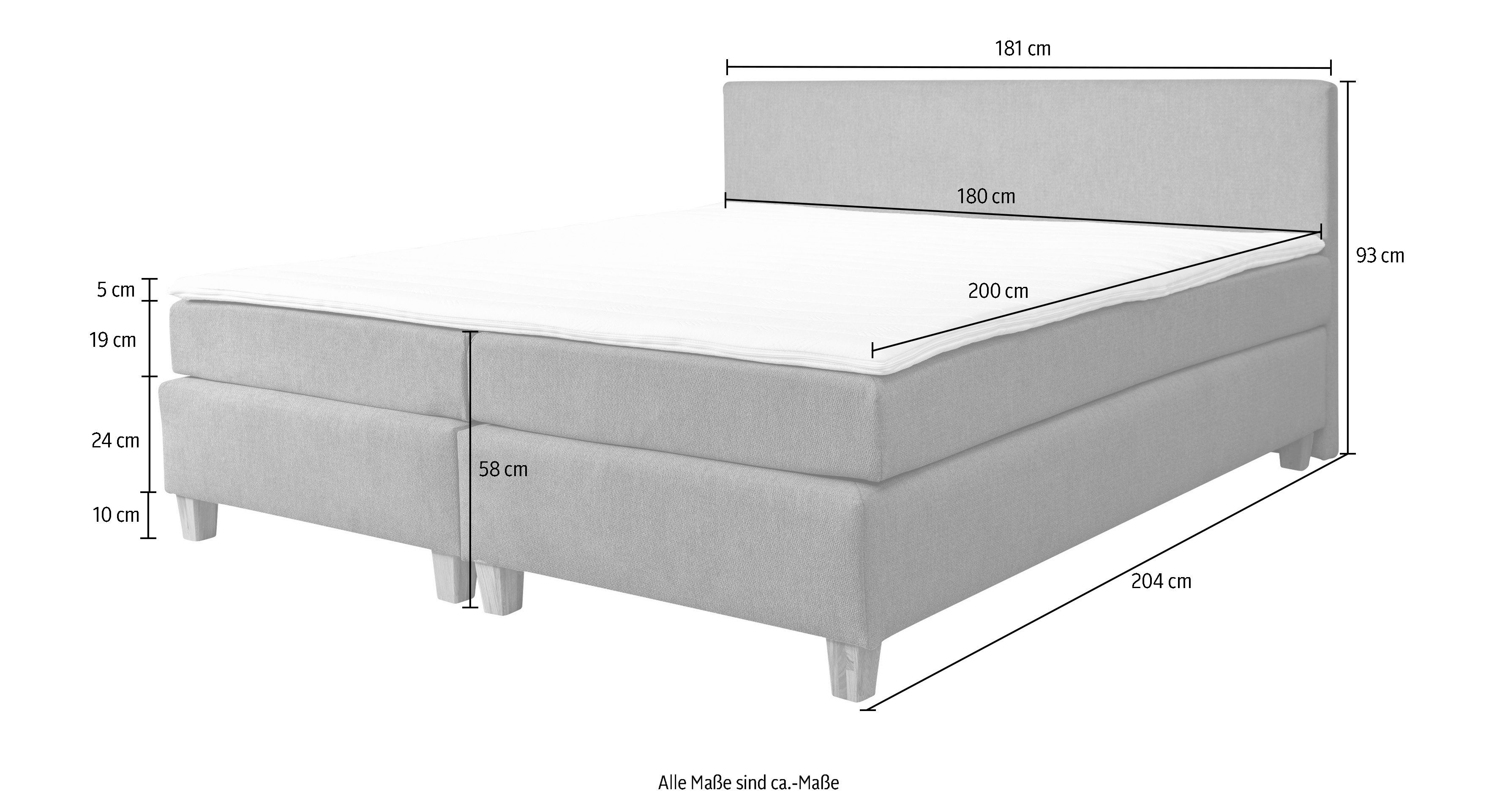 alina Boxspringbett, inklusive Matratze und Topper, in diversen Ausführungen