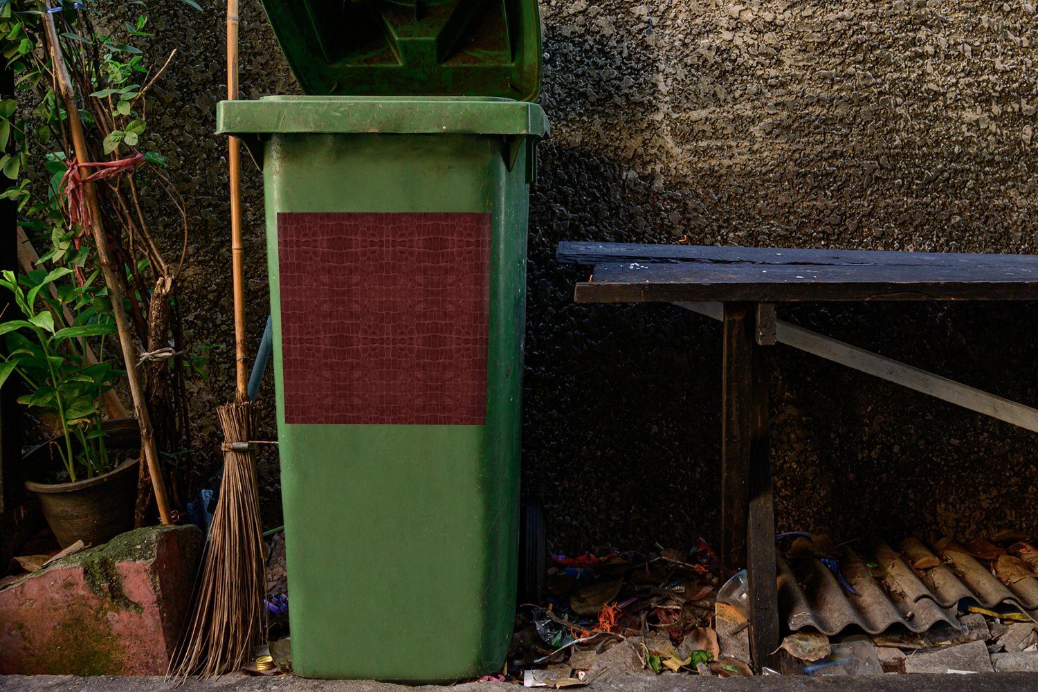 Mülltonne, MuchoWow - Abfalbehälter Sticker, Mülleimer-aufkleber, Wandsticker - Container, Tierhaut Leder Textur (1 St),